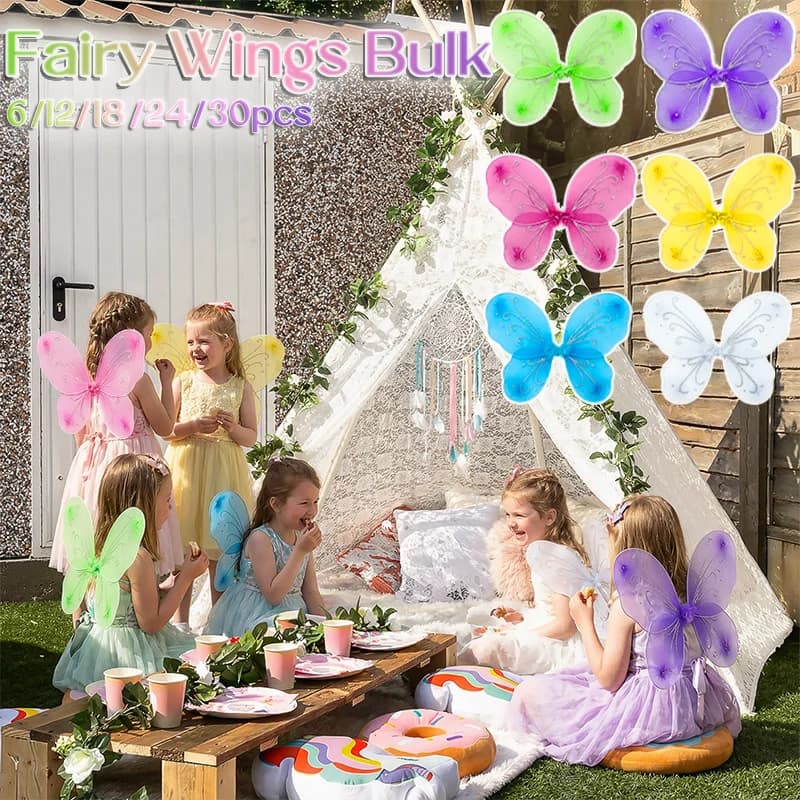 Feenflügel im Großhandel für Mädchen, Schmetterlingsflügel für Kinder 6-30 Stück, Kostümzubehör, Geburtstagsparty-Geschenke,