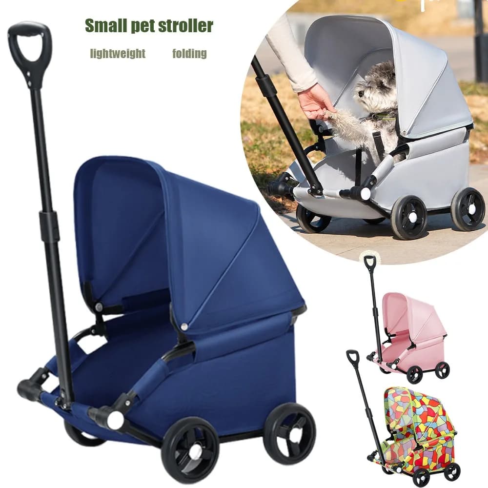Kleintier-Kinderwagen für Hunde und Katzen, Teddy-Babywagen, Spielzeug-Trolley, Reise-Haustierwagen, Leichter Klappbarer Hundebuggy
