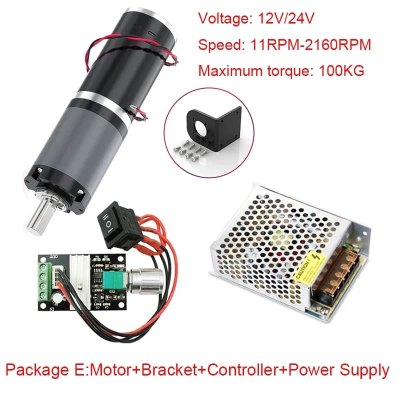 32GP-31ZY Planetengetriebemotor 12V 24V 11RPM-2160RPM 0,5-100Kg.cm Halterung + Controller + Netzteil umgekehrt einstellbar