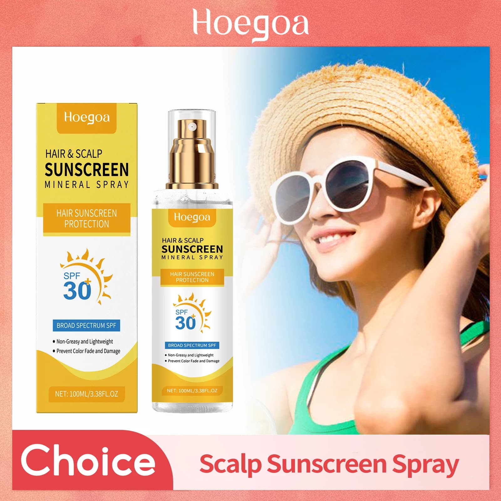 Kopfhaut-Haar-Sonnenschutzspray für gefärbtes, hervorgehobenes Haar, UV-Schutz, verhindert Verblassen der Haare und Trockenheit. Leichte