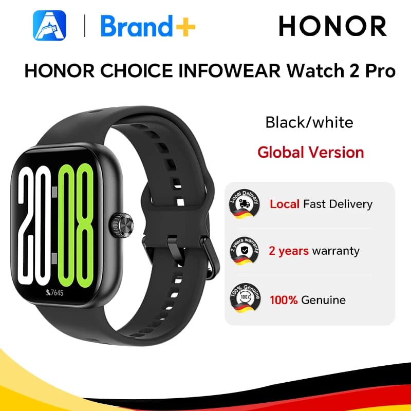 HONOR CHOICE Watch 2 Pro, Globale Version Smartwatch, 1,97-Zoll AMOLED-Bildschirm mit Schmalem Rahmen, HONOR CHOICE INFOWEAR Watch 2 Pro
