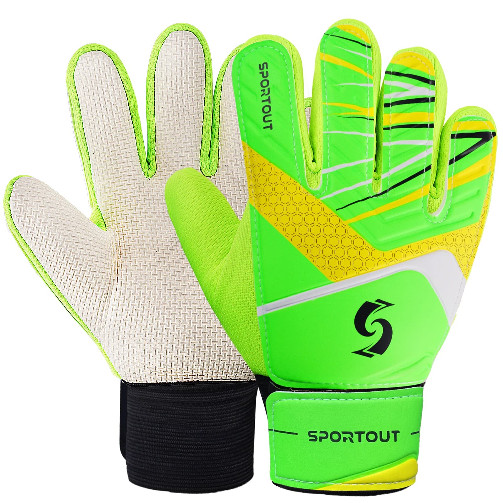 Sportout Kids Torwart handschuhe, Fußball handschuhe mit doppeltem Handgelenks chutz und rutsch festem, verschleiß festem Latex material