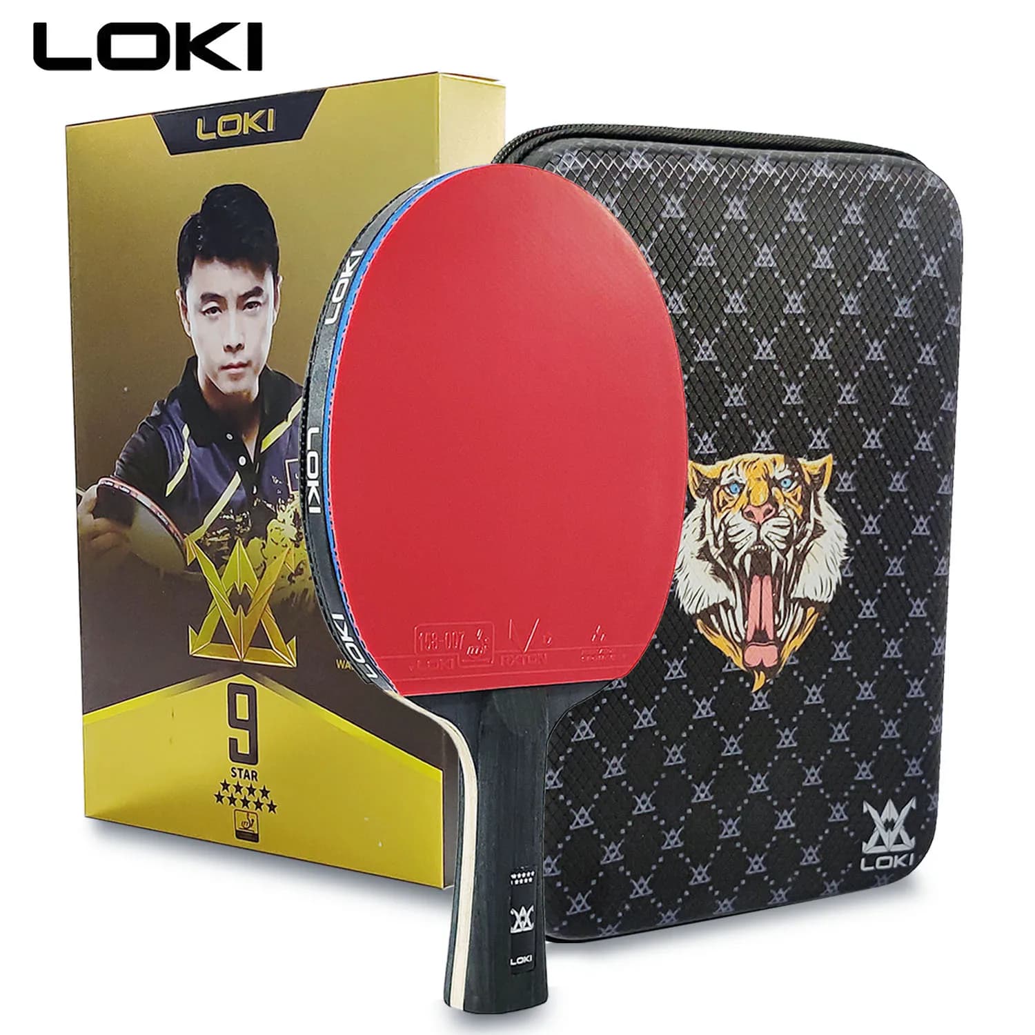LOKI 9-Sterne-Tischtennisschläger, professionelles 5+2 Carbon-Ping-Pong-Paddel, 6/7/8/9-Sterne, ultra-Offensive, mit klebrigen Gummis