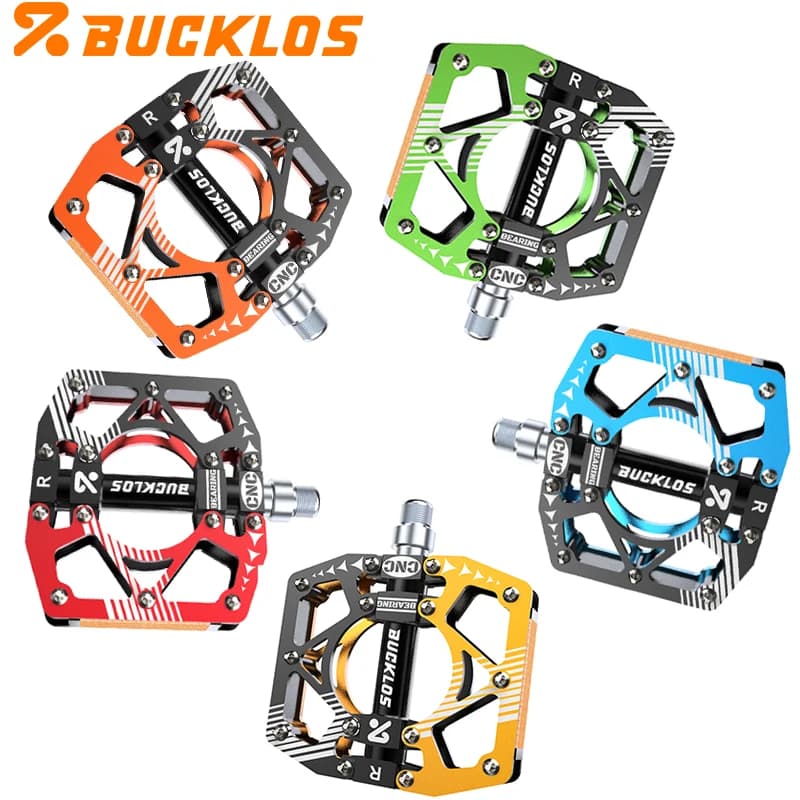 BUCKLOS MTB Fahrradpedale Aluminiumlegierung MTB-Pedale Mehrfarbige Rennrad-Flachpedale Rutschfeste Mountainbike-Pedale