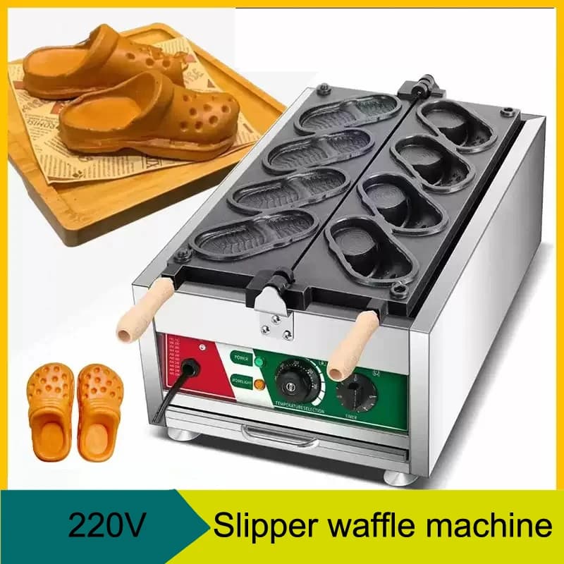 Kommerzielle Slipper-Form Waffeleisen-Maschine mit 4 oder 6 Löchern, Antihaft-Waffeleisen, Küchengerät für Snacks