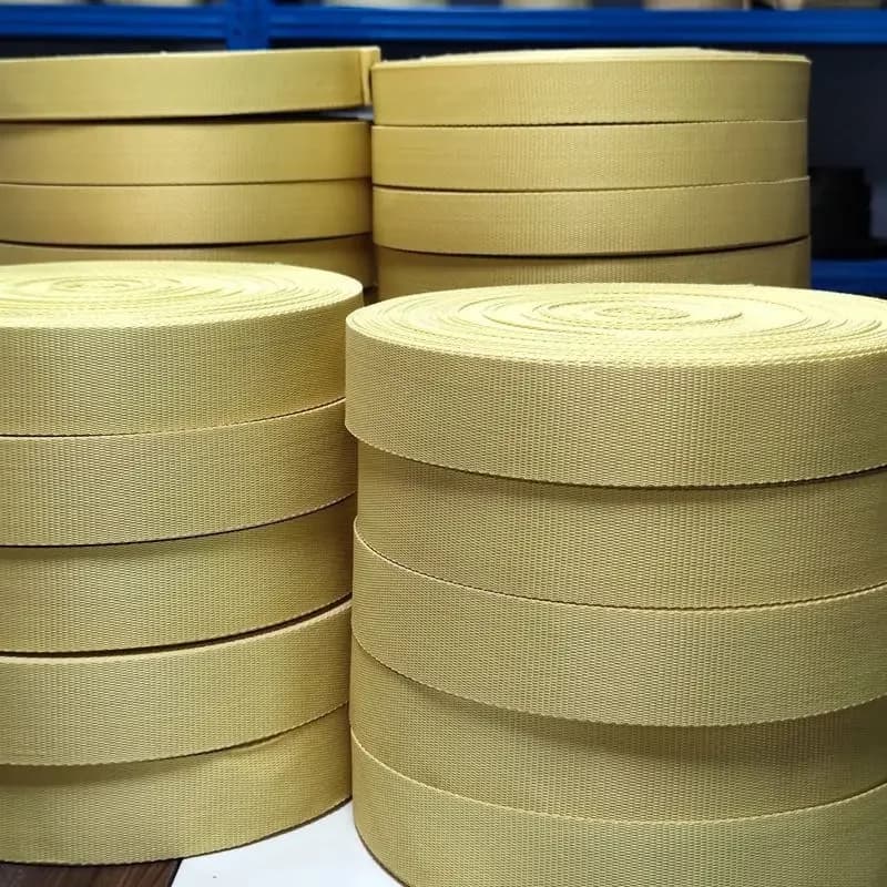 50 x 1/2 mm Aramidfaser-Gewebeband, extrem starker Zugband, Kevlar 1414, Hochtemperatur 560 ℃   Hitzebeständiger Riemen mit Feuerflamme