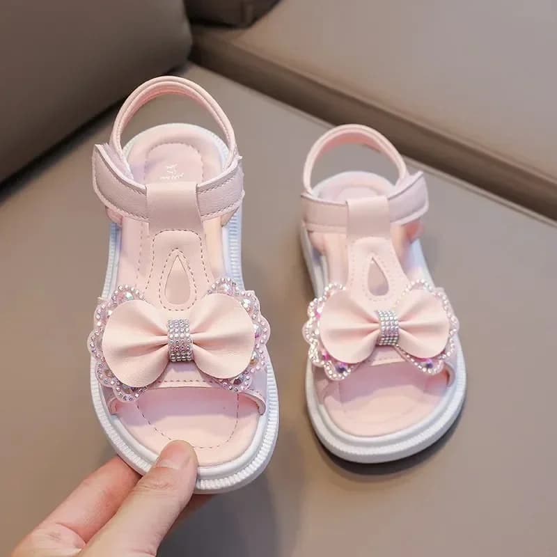Mädchen Sandalen Kinder Weiche Sohlen Casual Prinzessin Schuhe Neue Wasser Diamant Strand Schuhe Bogen Geformte Mädchen Sandalen
