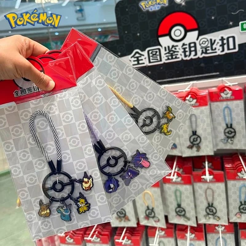 Auf Lager: Original Pokémon-Schlüsselanhänger der kompletten Sammlung – Pikachu, Glurak, Gengar, Bisasam – Anime-Figuren-Ornamente als