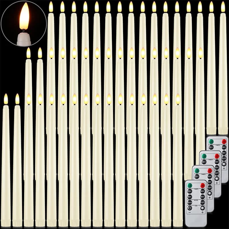 120–12 Stück flammenlose Spitzkerzen, batteriebetriebene LED-Kerze, flackernde Kerzen, künstliche Kerze, Halloween, Weihnachten, Hochzeit,