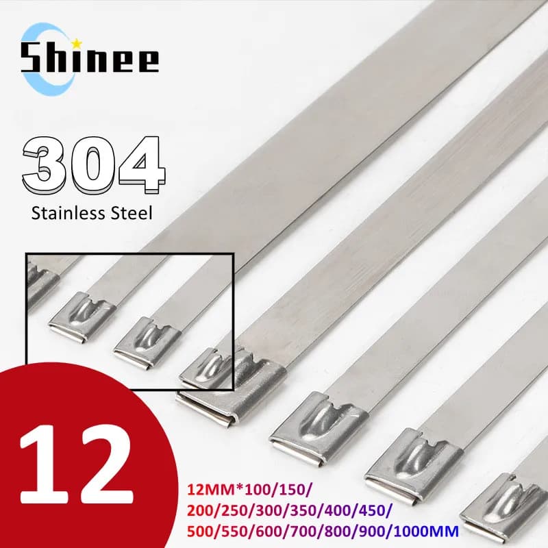 10 20 50 100 200 Stück 12 mm 0,47 Zoll Auspufffolie Mehrzweck-Kabelbinder aus Edelstahl 304, Metall, selbstsichernde Kabelbinder
