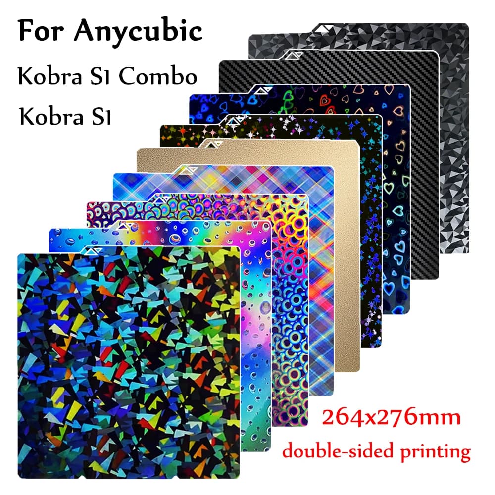 Für Anycubic Kobra S1 Pei Platte 264x276 Glatte Strukturierte Blatt Kobra S1 Combo Bauplatte Doppelseitige Kobra S1 Combo S1C Teile