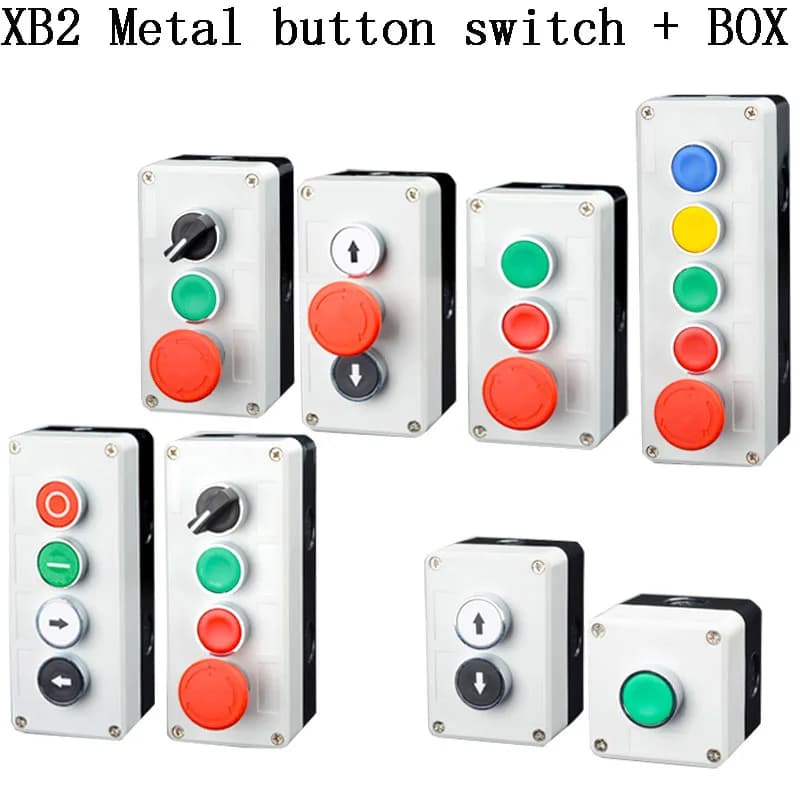 Neuer xb2 Metall knopfsc halter Steuer kasten Start stopp Industrie identifikation symbol Selbst rück stell barer kreisförmiger Not-Aus-Schalter