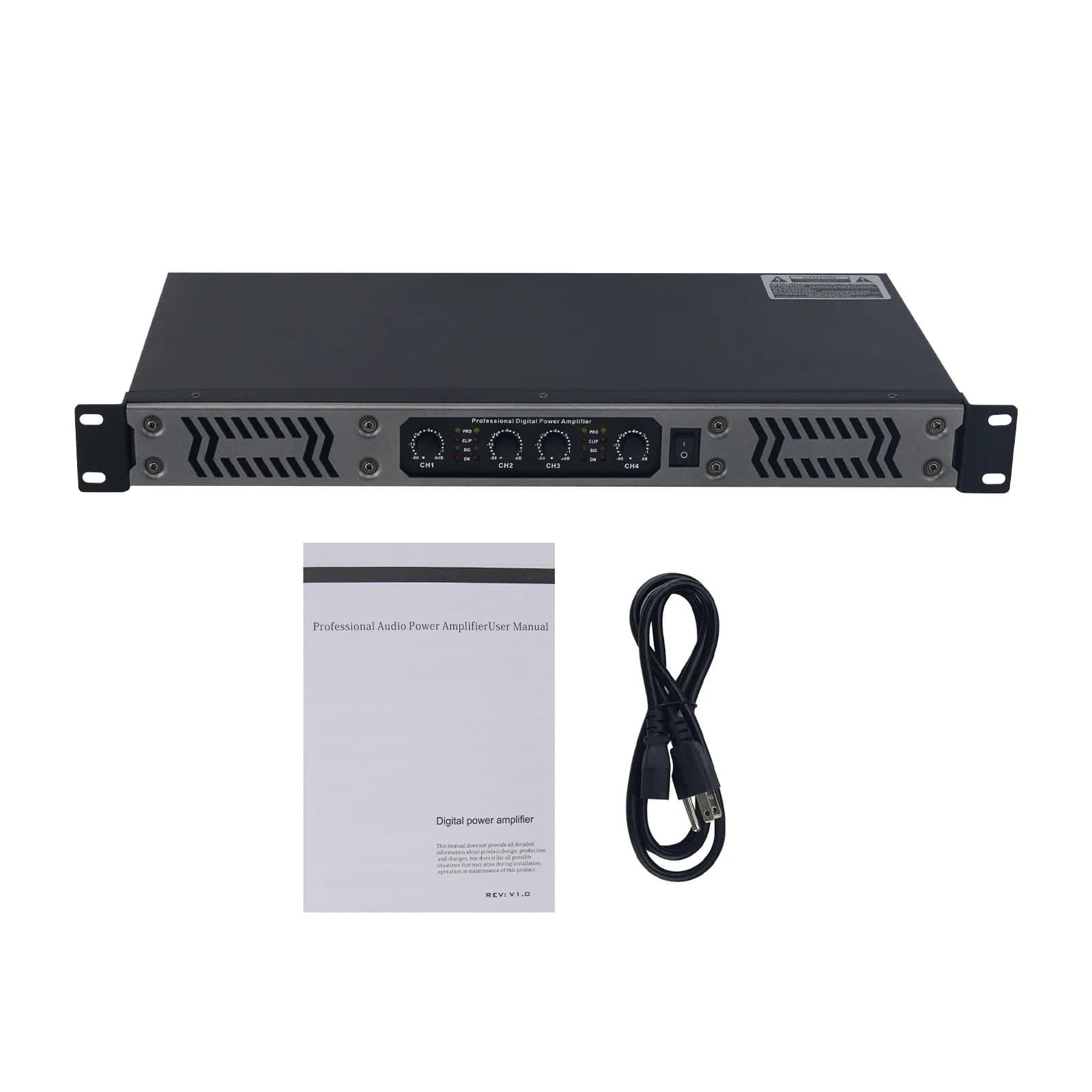 HiFiAMP Tragbarer 700Wx4 4-Kanal-Digital-Leistungsverstärker 1U Professioneller Hochleistungs-Rein-Hinterstadium für Bühnenauftritte/KTV