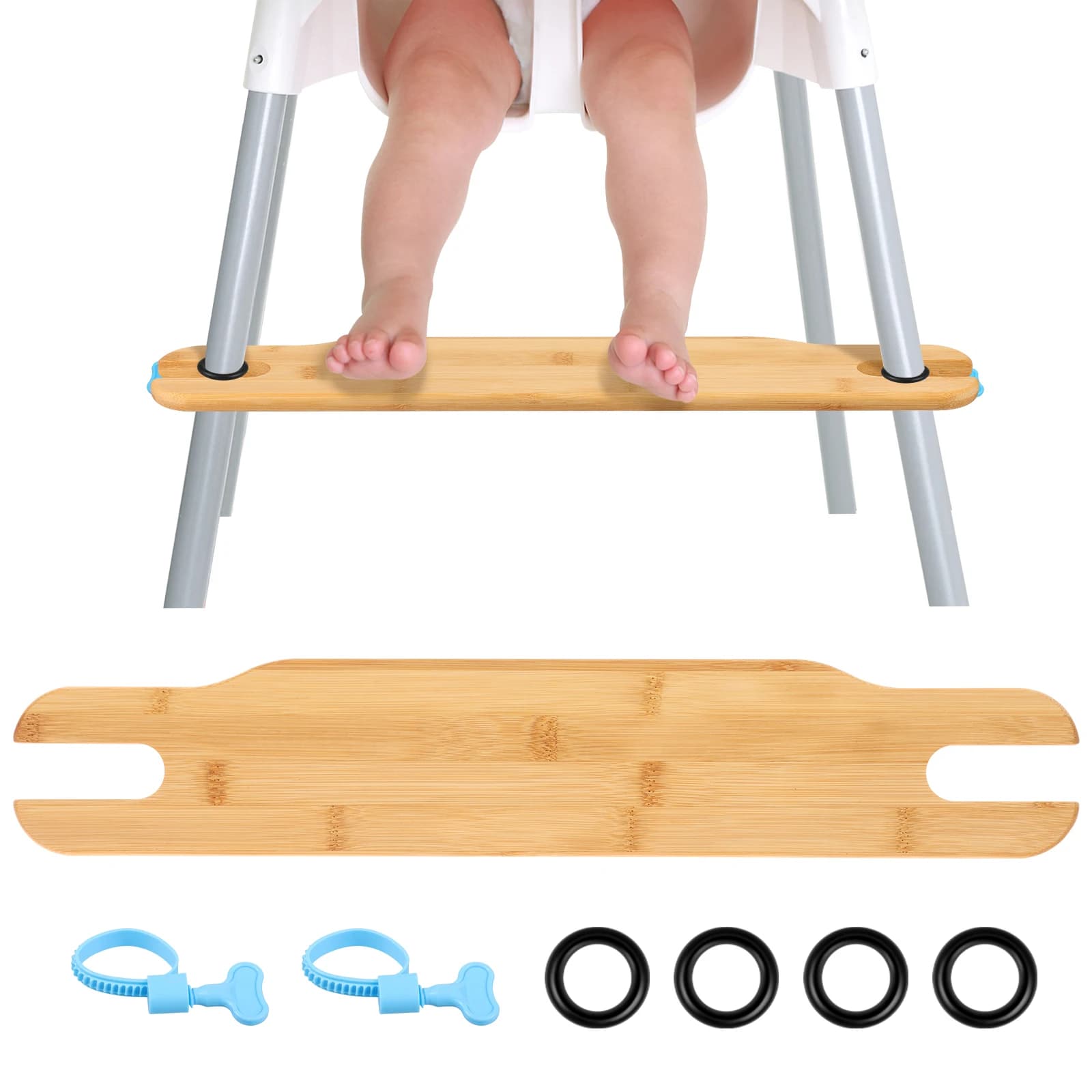 Hochstuhl-Fußstütze aus Bambus, rutschfeste, stabile Baby-Fußstütze, verstellbar, für Hochstühle, Kindermöbel-Zubehör