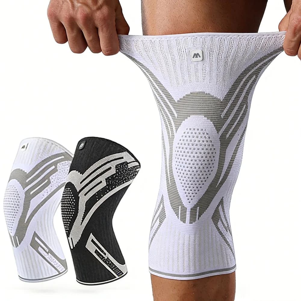 1 Stück Kompressions-Kniebandage Elastische Atmungsaktive Knieschoner Stütze Federn Fitnessstudio Sport Protektor Basketball Volleyball Laufen