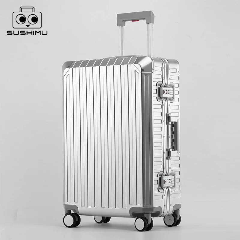 20"24"28" Zoll Aluminium Trolley Koffer Wasserdichte Metallic Kabine Gepäck Trolly Tasche mit Rädern