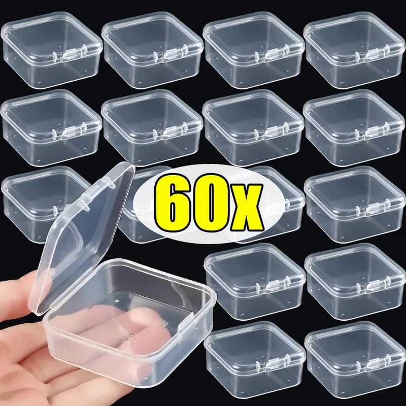 60/6PCS Mini Lagerung Box Transparent Kunststoff Schmuck Lagerung Box Container Tragbare Ohrring Ring Ohrstöpsel Verpackung Lagerung 2035