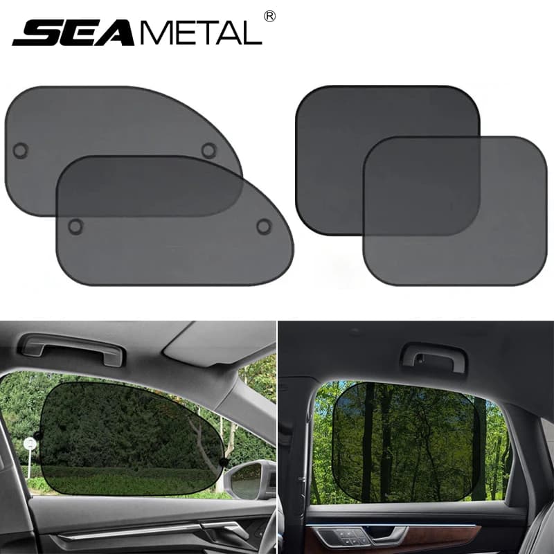 SEAMETAL Auto Sonnenschutz Seitenfenster Vorhang Vorne Hinten Fenster Sonnenschirm Sommer UV Blockieren Saugnapf Auto Sonnenschutz Vorhänge