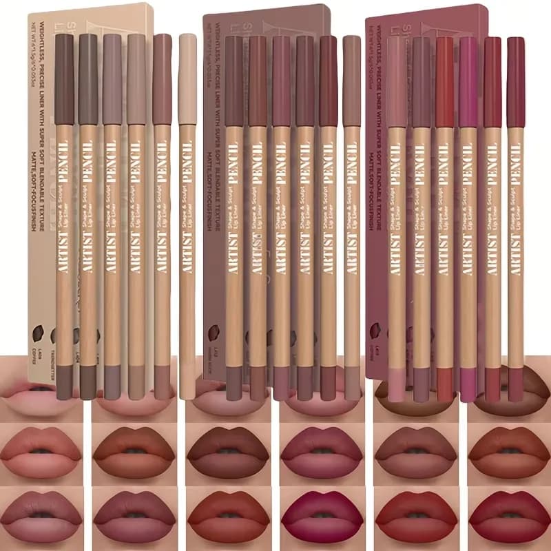 6-teiliges samtmattes Lipliner-Stift-Set, langlebig, nicht trocknend, perfekt zum Füllen von Lippen, vielseitig einsetzbar für alle Hauttypen