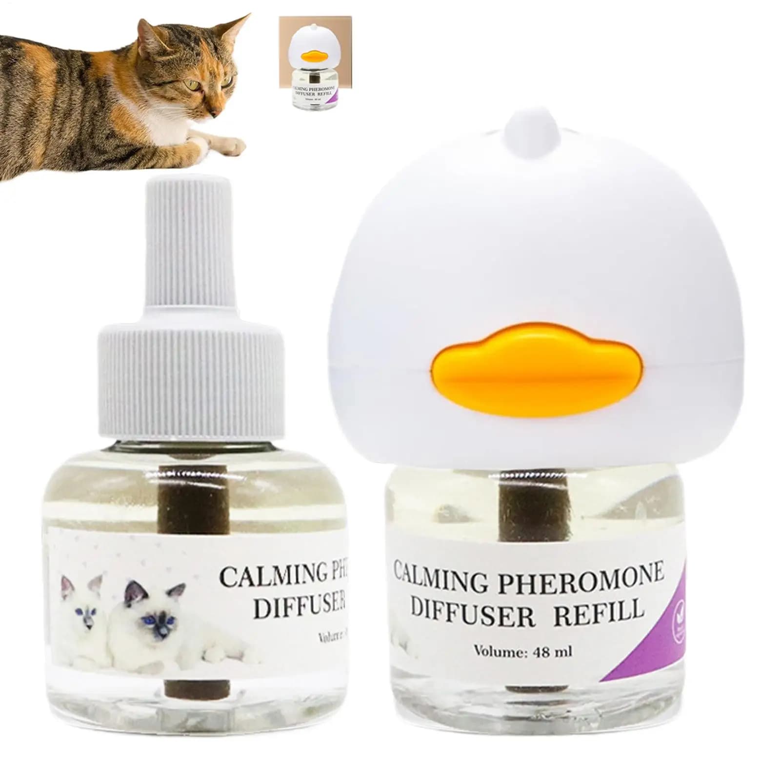 Pheromon-Diffusor für Katzen, Katzen-Pheromon-Plug-In, Entspannungsmittel-Starter-Set, 30-Tage-Nachfüllung, beruhigendes Spray für beruhigendes