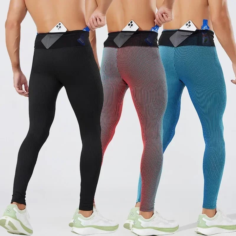 Männer Frauen Marathon Trail Running Training Kompression Hosen Quick Dry Strumpfhosen Sport Leggings Fitness Männlichen Taille Gürtel Tasche