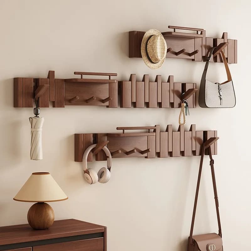 Klavierförmiger Kleiderbügel, Wandhaken, zusammenklappbar, aus massivem Holz, multifunktionaler Kleiderbügel für Eingangstüren