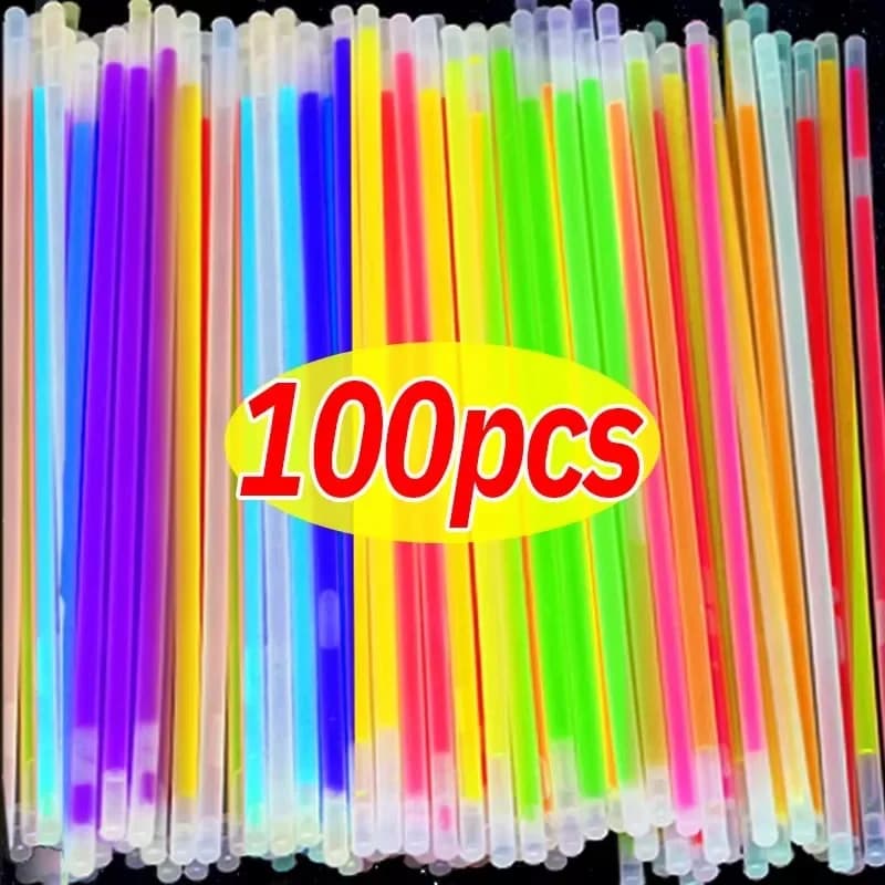 10/100 Stück Fluoreszenzstäbe für Partys, mehrfarbige Leuchtstäbe, helle bunte Lichter, biegsame Leuchtarmbänder, Partyzubehör