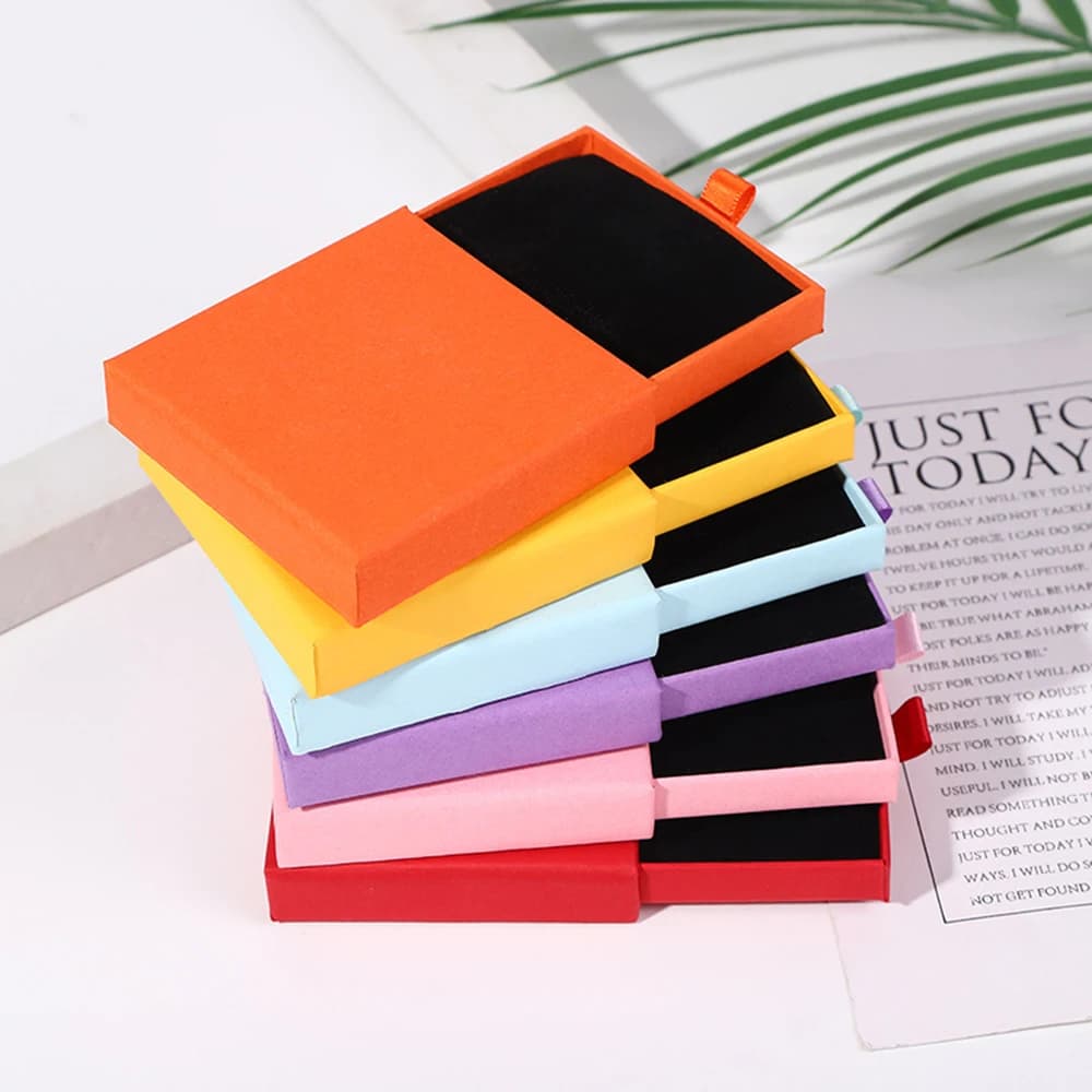 Kreative Schublade Schmuck Verpackung Box Halskette Ringe Earing Armband Lagerung Organizer Display Stehen Solide Farbe Papier Geschenk 2022