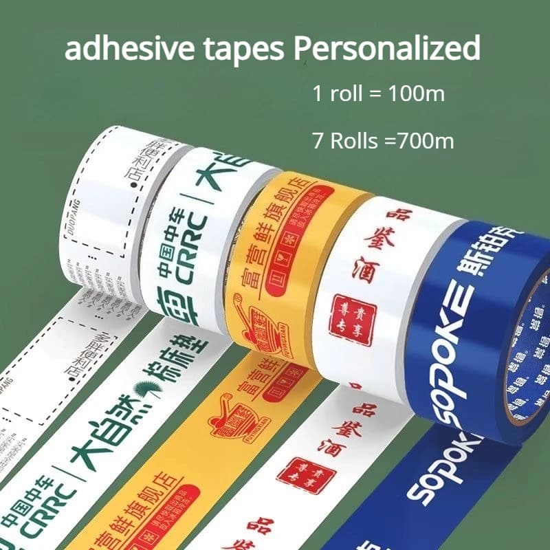 7 Rollen Logo-Druck-Klebebänder, individuelles Logo-Marken-Werbungsslogan für Kartonbox, Versiegelung, Verpackungsetiketten, 44 mm