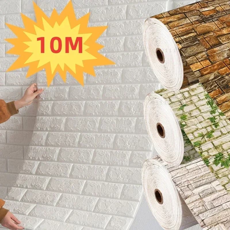 70 cm x 1/5/10 m 3D-Tapete, Dekoration, selbstklebend, antiker Schaumstoff, Ziegelstein-Tapete, Wohnzimmer, Schlafzimmer, wasserdichter