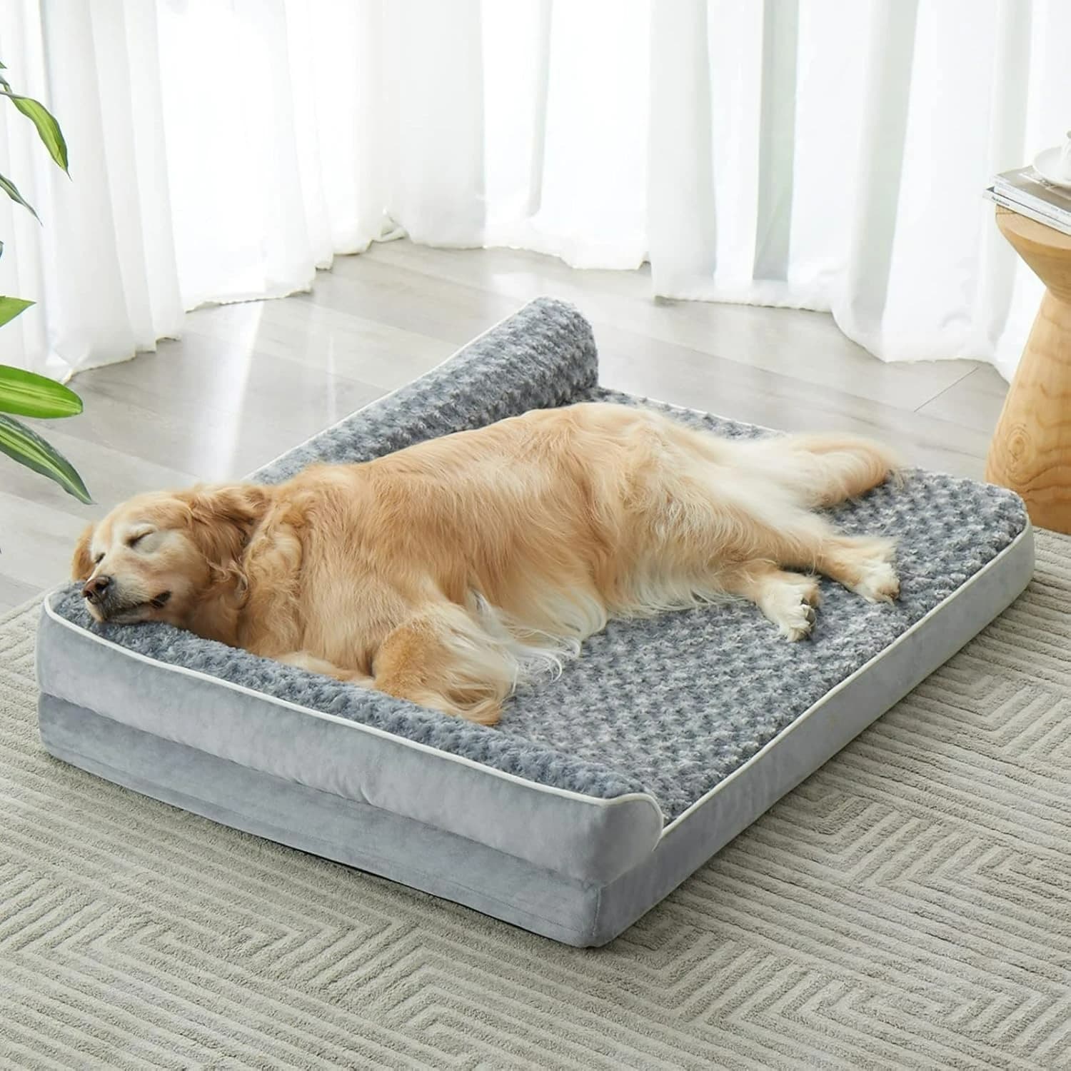 Orthopädisches Hundebett für große Hunde – wasserdichtes Sofa-Bett mit abnehmbarem, waschbarem Bezug, rutschfeste Unterseite und Gelenkstütze