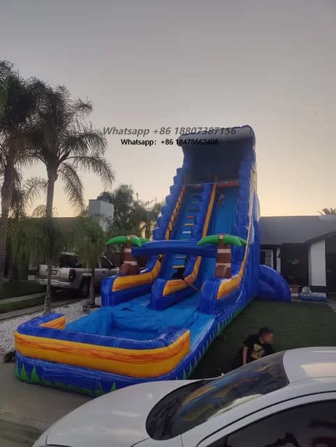 Riesige Doppelbahn-Wasserrutsche für den Garten, aufblasbar, für Kinder-Sommerpartys im Freien