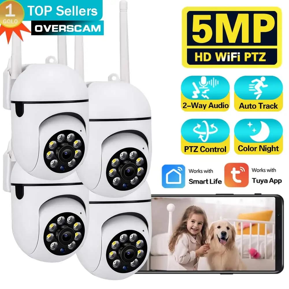 5MP Drahtlose Sicherheit Überwachung PTZ 1/2/3/4 Pcs Kamera Wifi IP Outdoor Tuya App Menschliches Tracking Zwei-weg Audio Nacht Farbe Cam