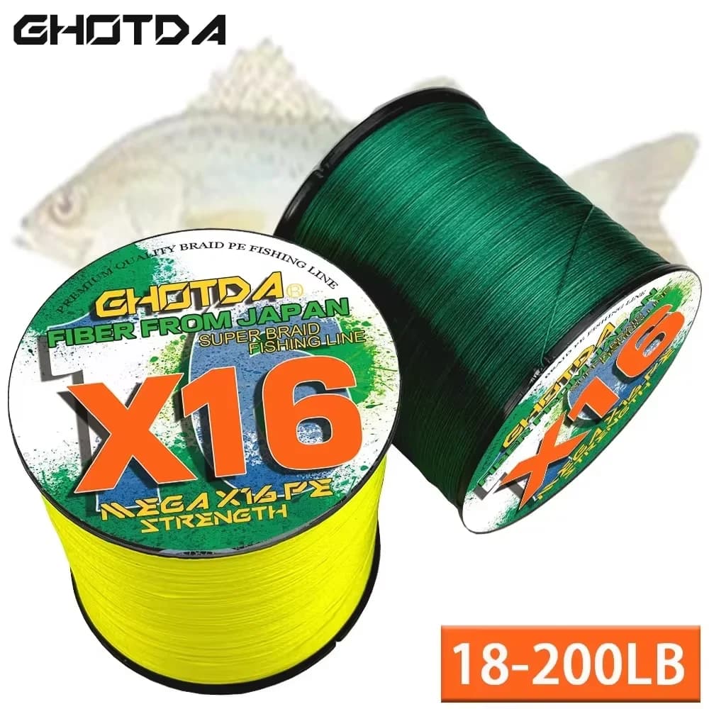 JOF X16 Multifilament PE geflochtene Angelschnur, extrem stark, 25–200 lb, Hohlkern-Hauptdraht, 100–1000 m, 0,16–0,8 mm, für alle Gewässer