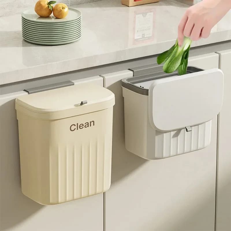 1 Stück Toiletten-Mülleimer, Geruchshemmend, Wandmontage ohne Bohren, Nahtlos, Küchen-Aufbewahrung, Wasserdicht mit Schiebedeckel