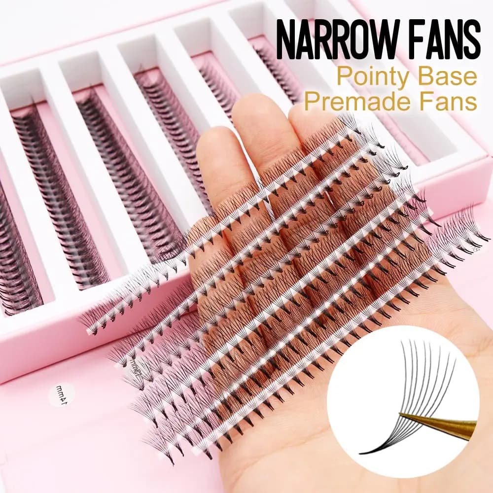 1000Fans Professional Ultra Speed Narrow Premade Volume Fans Pointy Base Stem Sharp Thin Pro-made Volume Fans Eyelash Extensions