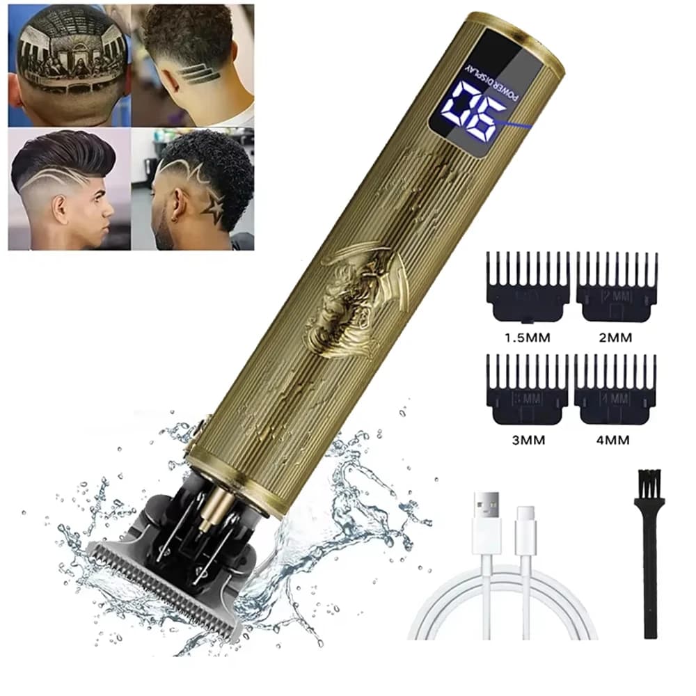 Elektrischer Haarschneider für Männer, professioneller Friseurrasierer, Bartschneider, Drache, Buddha-Design, Körperhaarschneidemaschine, USB
