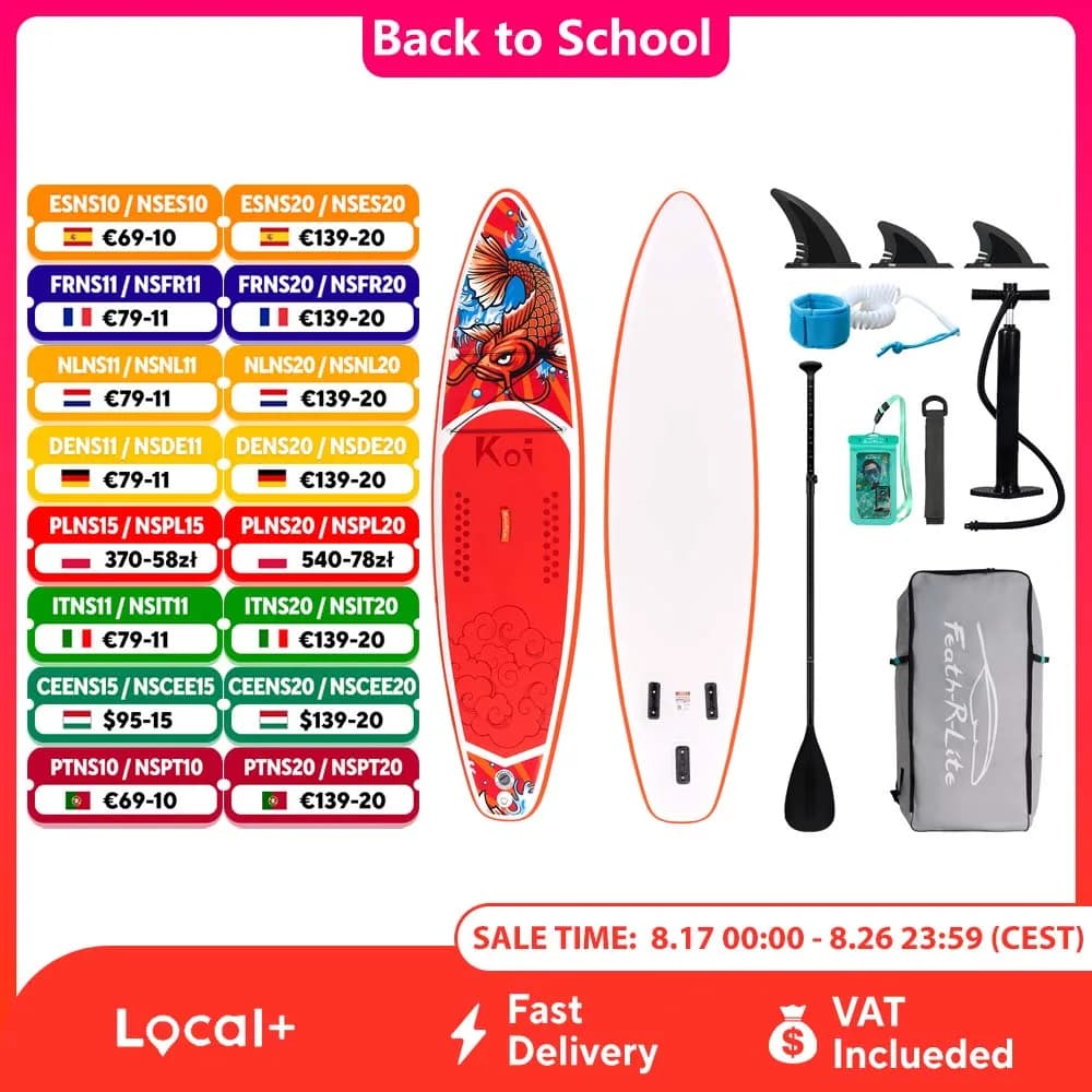 FunWater aufblasbares Stand-Up-Paddle-Board, Paddling-Board, Surfbrett, Surf-Sup-Board, 320–385 cm, rutschfestes Wassersport-Paddle-Board