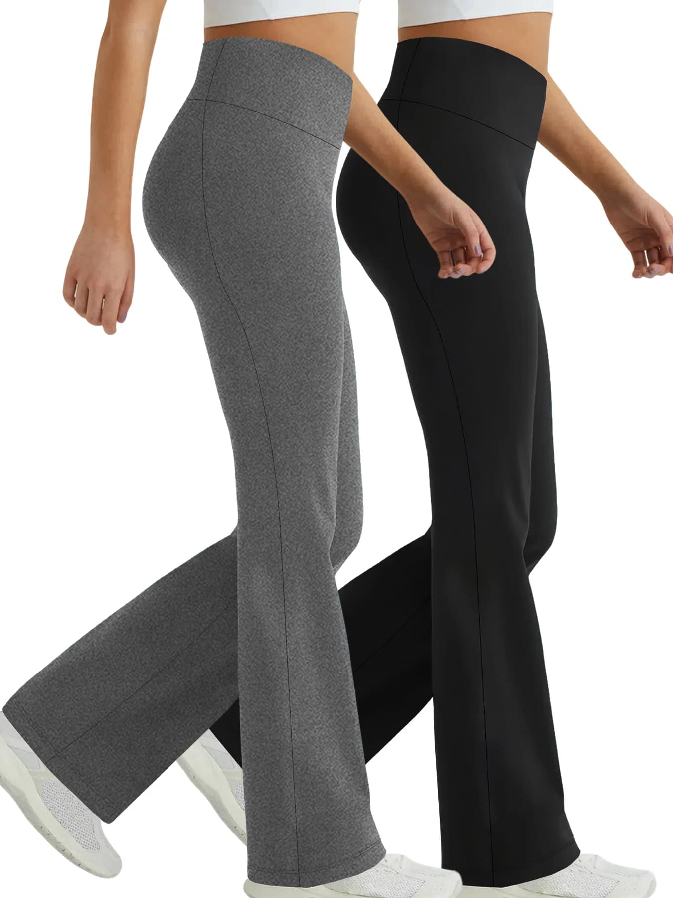 2er-Pack superweiche Schlaghose für Damen mit hoher Taille, Bauchkontrolle, Workout, Yoga, Push-Up, Fitnessstudio, Fitness, lange Leggings,