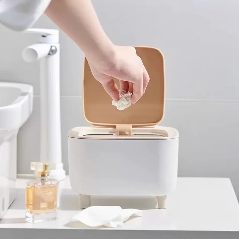 Luxuriöser hoher Mülleimer mit Deckel für Zuhause, Büro, Badezimmer, Schlafzimmer, Arbeitszimmer, Schreibtisch, Abfallbehälter