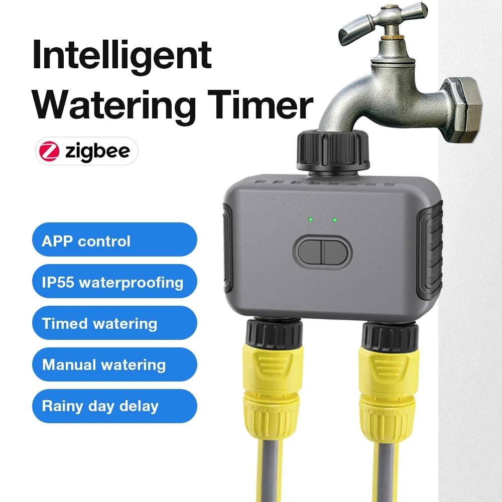 Bluetooth Zigbee 2-Outlet Garten Wasser Timer Programmierbare Wasserhahn Schlauch Sprinkler Controller Smart Bewässerung Timer Unterstützung Alexa