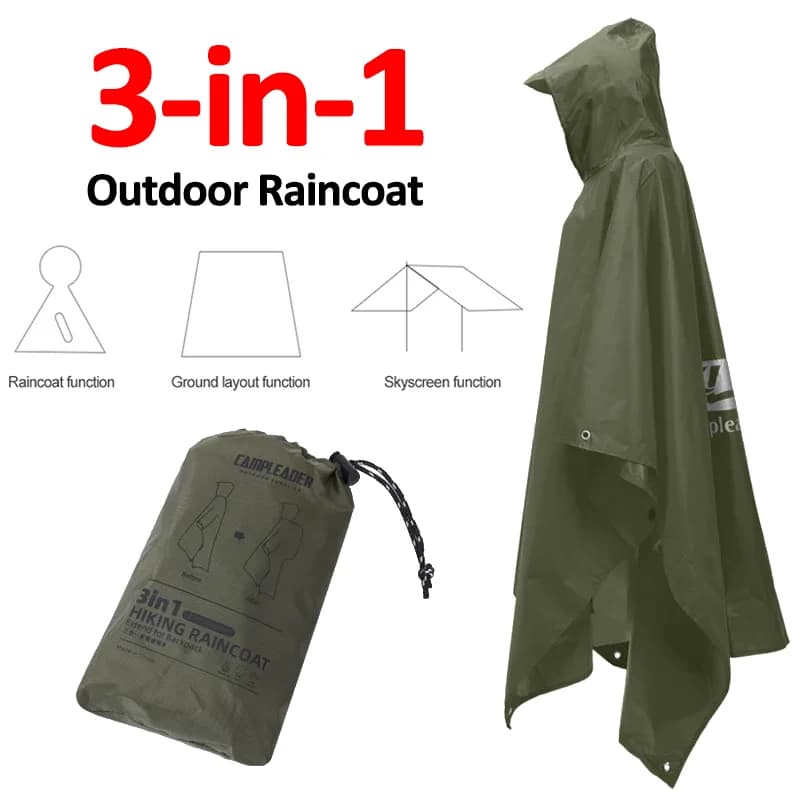 Outdoor 3-in-1-Regenmantel mit Kapuze, wasserdicht, Regenponcho, Motorrad-Regenschutz, Camping, Wandern, Reisen, tragbares Regenbekleidungszelt