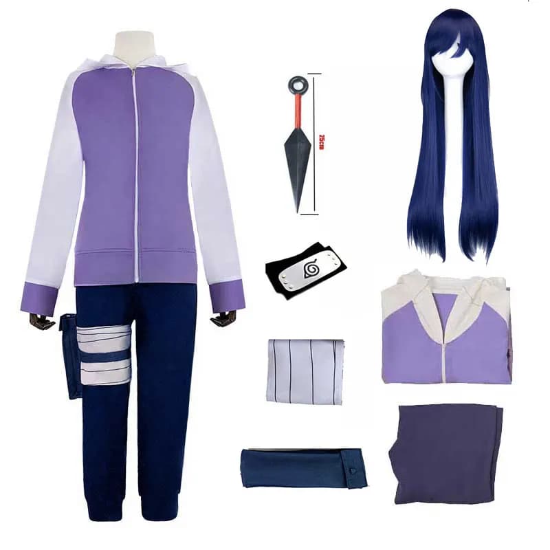 Hyuga Hinata Cosplay für Frauen ältere Mädchen Hoodie Jacke Perücke Halloween Party Dress Up Anime Kostüm