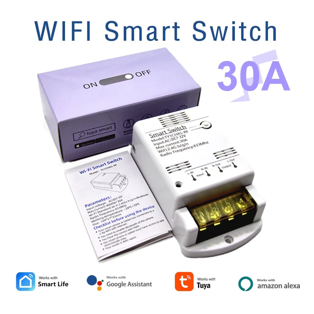 Tuya Wifi 30A Smart Switch Modul 12V 24V 110V 220V Drahtlose Relais Controller 20A RF Controller smartLife APP Fernbedienung