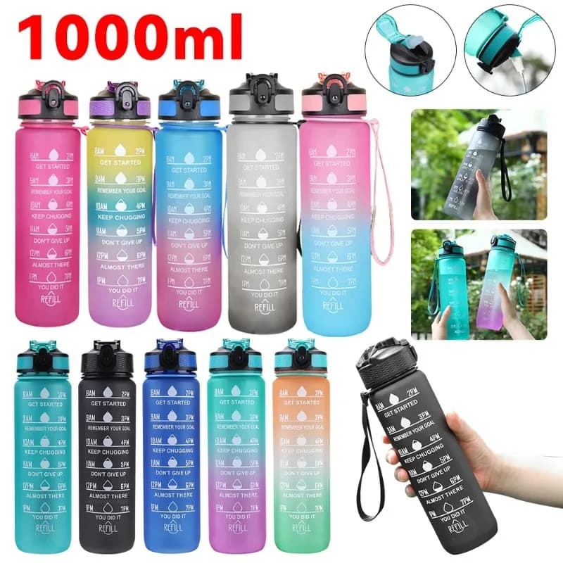 1L Wasserflasche Tragbare Sportwasserflasche Hübsche Trinkflasche Auslaufsichere Gym-Wasserflasche für Outdoor-Reisen Fitness Radfahren
