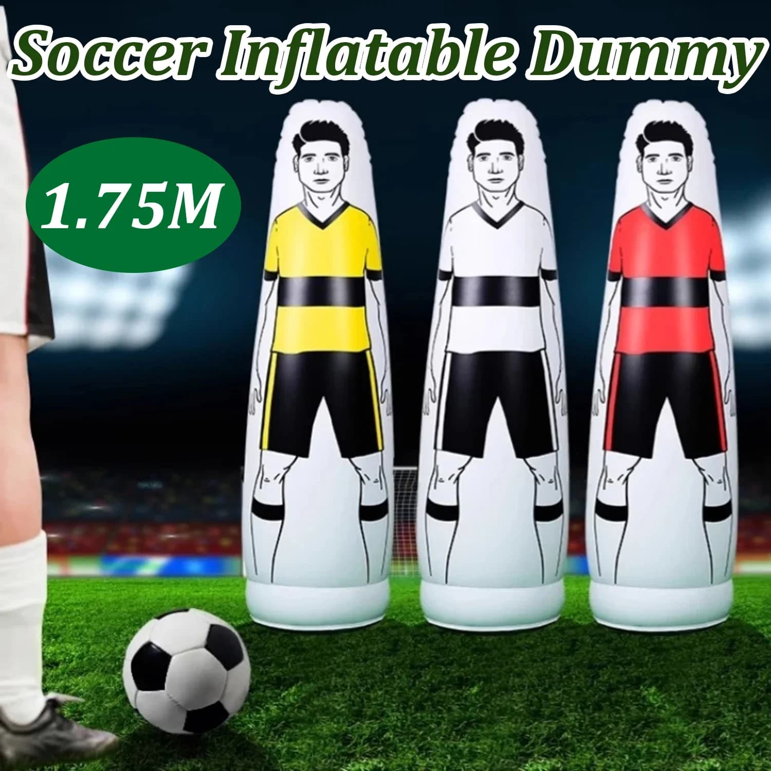 Aufblasbarer Fußball-Schnuller, 175 cm, Trainingsschnuller, tragbare Fußball-Übungsausrüstung, Tumbler, Schaufensterpuppe, Schild,