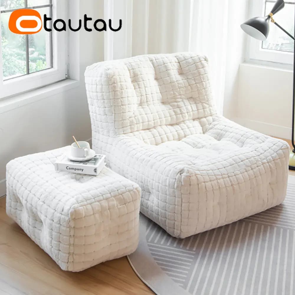 Otautau Luxus Waffel Faux Bunny Pelz Hocker Schlafs ofa Sitzsack Abdeckung kein Füllstoff Chaiselongue Liege Couch Puff Ottomane Sack sf055