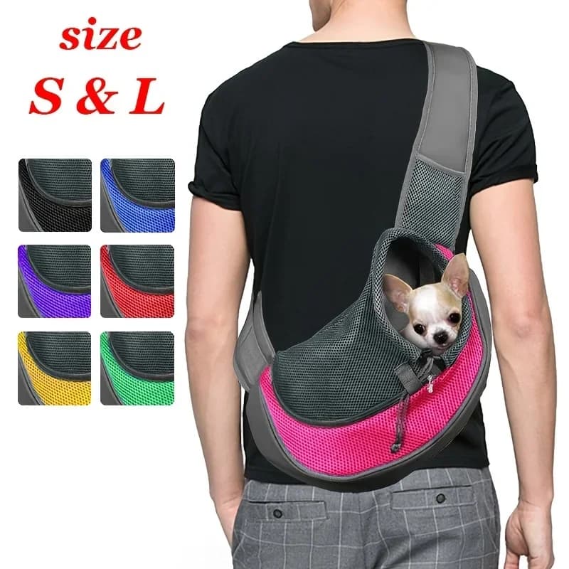 1 Stück Dog Out Rucksack, Dog Sling Carrier Atmungsaktive Mesh-Reise-Umhängetasche für Welpen, Katzen, Wandern, Camping