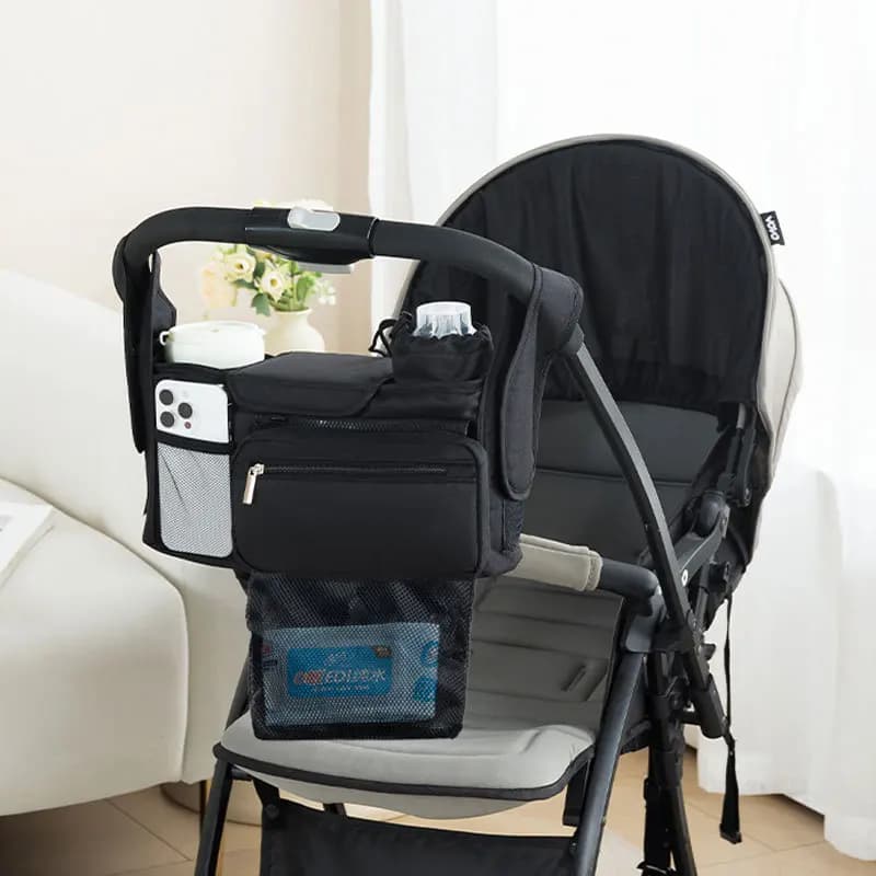 Tragbare Wickeltasche, kompatibel mit Kinderwagen, schwarz, wasserdichte Aufbewahrungstasche, Geschenke für Mütter, Aufbewahrungstasche für Doona