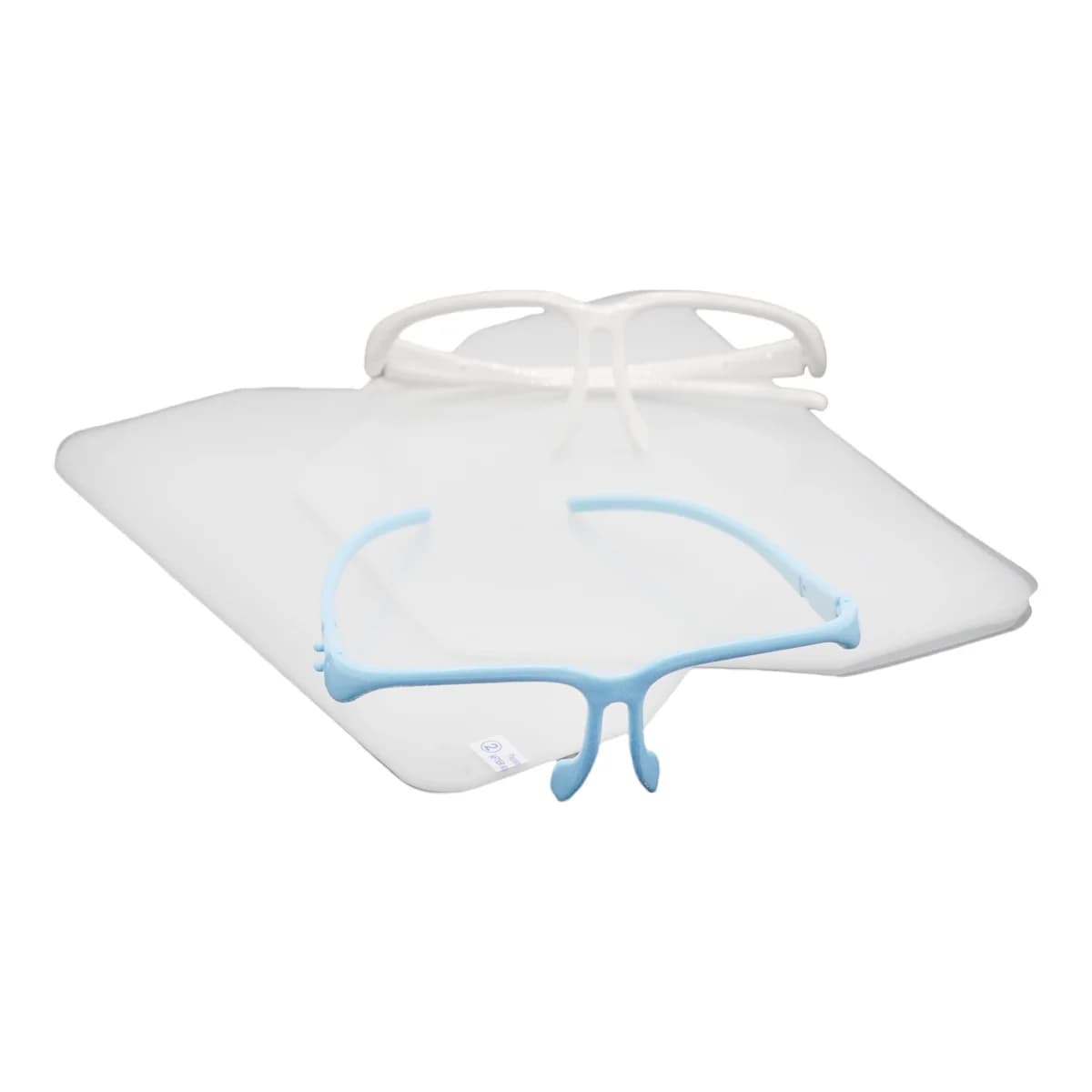1/4Sets Dental Face Shield Antibeschlag-Visier Spritzwassergeschützt Vollständige Abdeckung Leichtes PPE mit 10 Stück Filmen Weiß/Blau